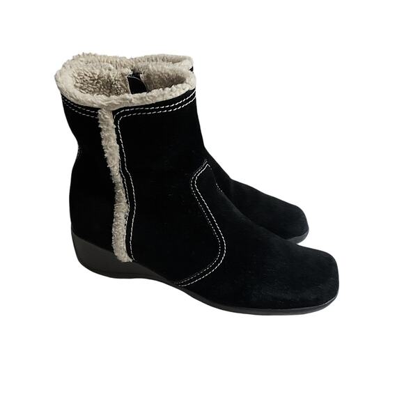 Naturalizer Women's Black Suede Ankle Boots Size 9.5 Fur Side Zip Comfort Warm - Picture 3 of 11